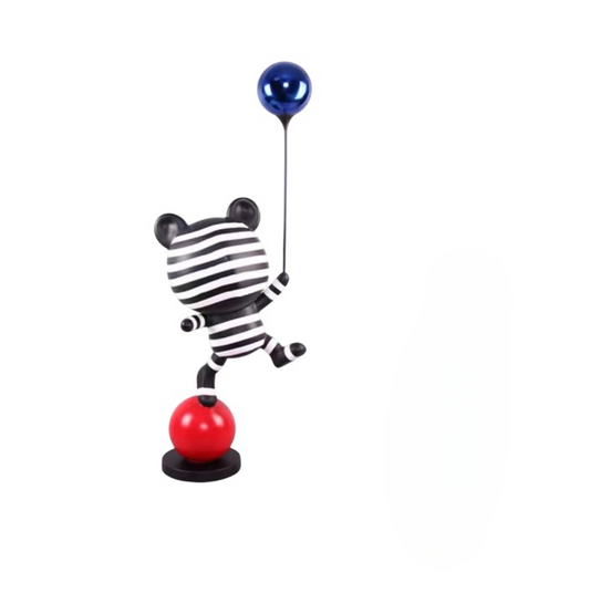 Large Balloon Bear Statue 34 Inch, Black White Circus Animal Floor Sculpture