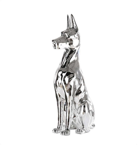 Large Chrome Bulldog Sculpture, Modern Minimalist Decor – Luxury Metallic Dog Statue for TV Stand, Living Room, Entryway Floor Display