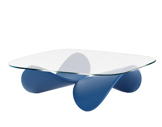 Luxury Designer Glass Coffee Table – Modern Sculptural Wave Base Art Furniture for Small Apartments & Creative Living Spaces