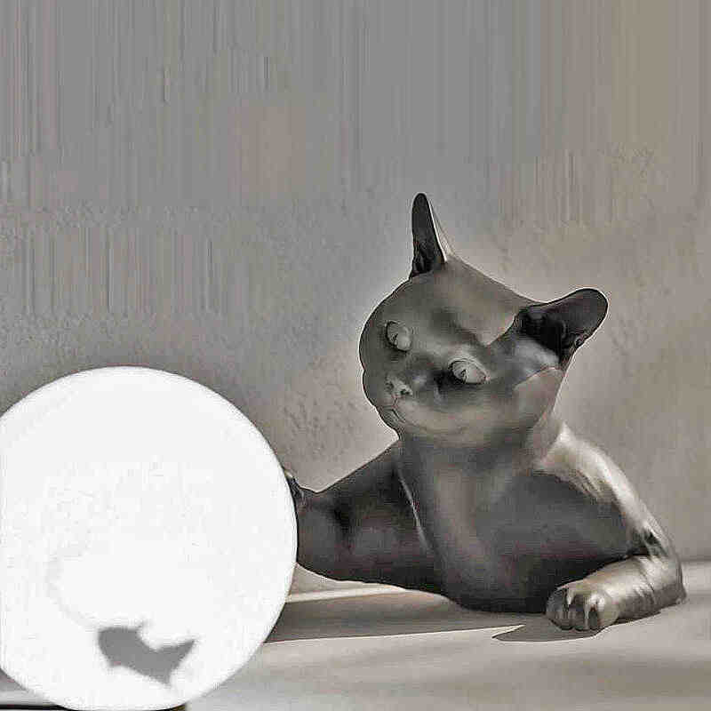 Designer Cat & Mouse Table/Wall Lamp, Creative Animal Sculpture Lighting – Bedroom Bedside or Accent Decor