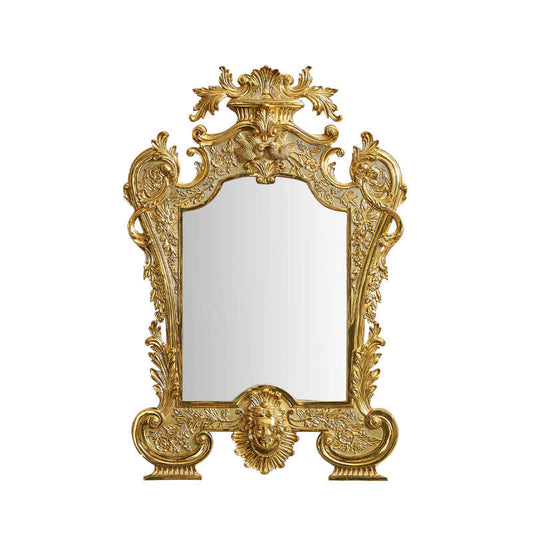 Large Ornate Brass Dressing Mirror – Luxury Wall Vanity Decor for Bedroom, Bathroom, Villa, and Boutique Interiors