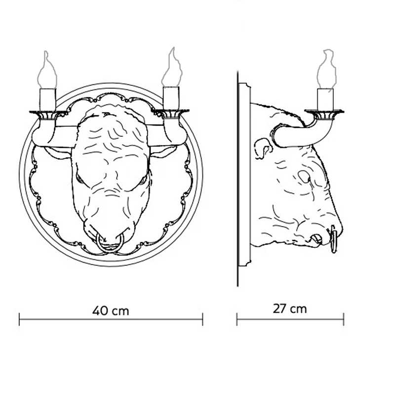 Animal Bull Head Wall Lamp, Creative Resin Designer Sconce for Living Room, Dining, Bedroom, Study Accent Lighting