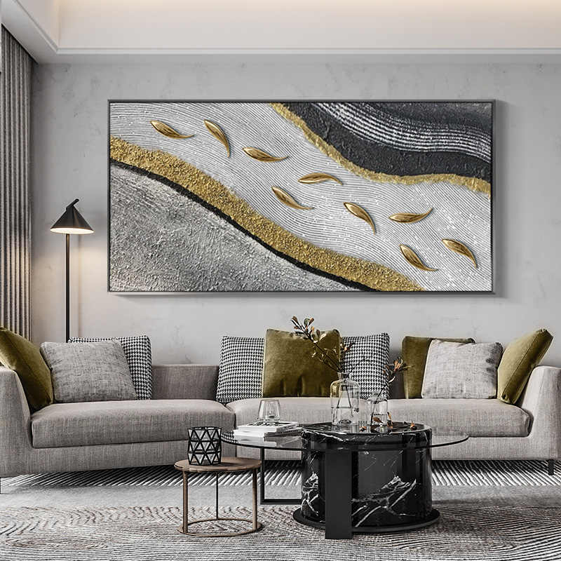 Luxury Modern Nine Koi Fish 3D Textured Abstract Hand-Painted Oil Painting, Wealth Wall Art with Black Aluminum Frame