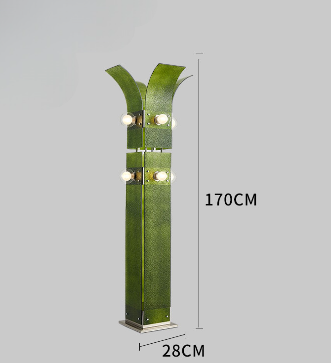 Green Organic Glass Floor Lamp, Modern Minimalist Statement Lighting for Living Room, Bedroom, Office