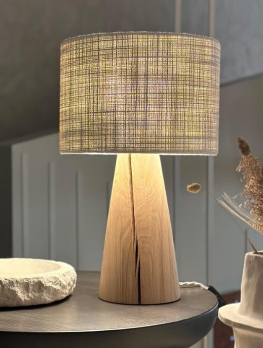Solid Wood Designer Table Lamp, Retro Artistic Accent Light for Living Room, Bedroom, or Study