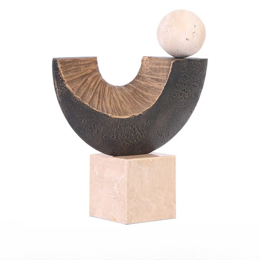 Modern Abstract Art Sculpture, Creative Minimalist Resin Decor, Unique Geometric Tabletop Statue for Living Room, Hotel, Entryway, Office, or Gallery Display