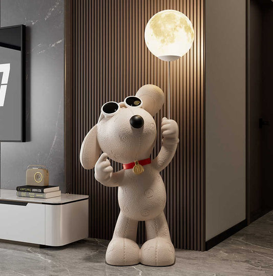 Light-Luxury Beagle Dog Floor Sculpture – High-End Modern Decor for Living Room, Sofa Side, or TV Cabinet