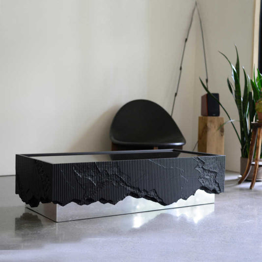Minimalist Black Square Coffee Table, Modern Luxury Designer Living Room Furniture for Small Spaces