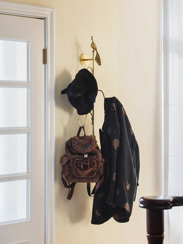 Brass Peacock Wall Hook, Luxury Entryway/Bedroom S-Shaped Coat & Hat Rack, Dual Installation – No-Drill and Wall-Drill
