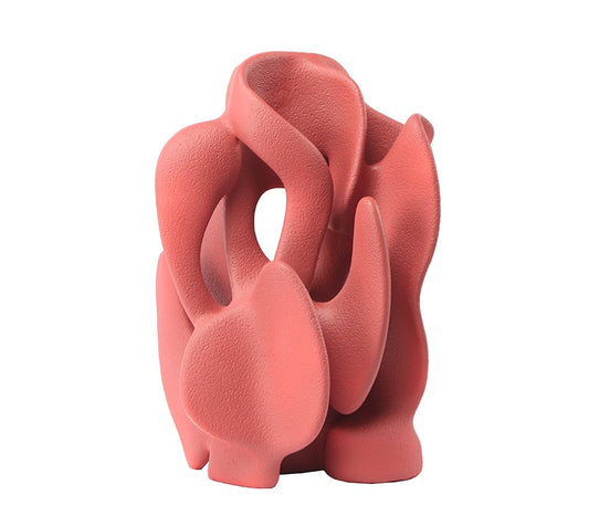 Modern Pink Abstract Sculpture, Creative Resin Geometric Art Decor, Luxury Centerpiece for Living Room, Entryway, Hotel Lobby, Villa, Gallery Display