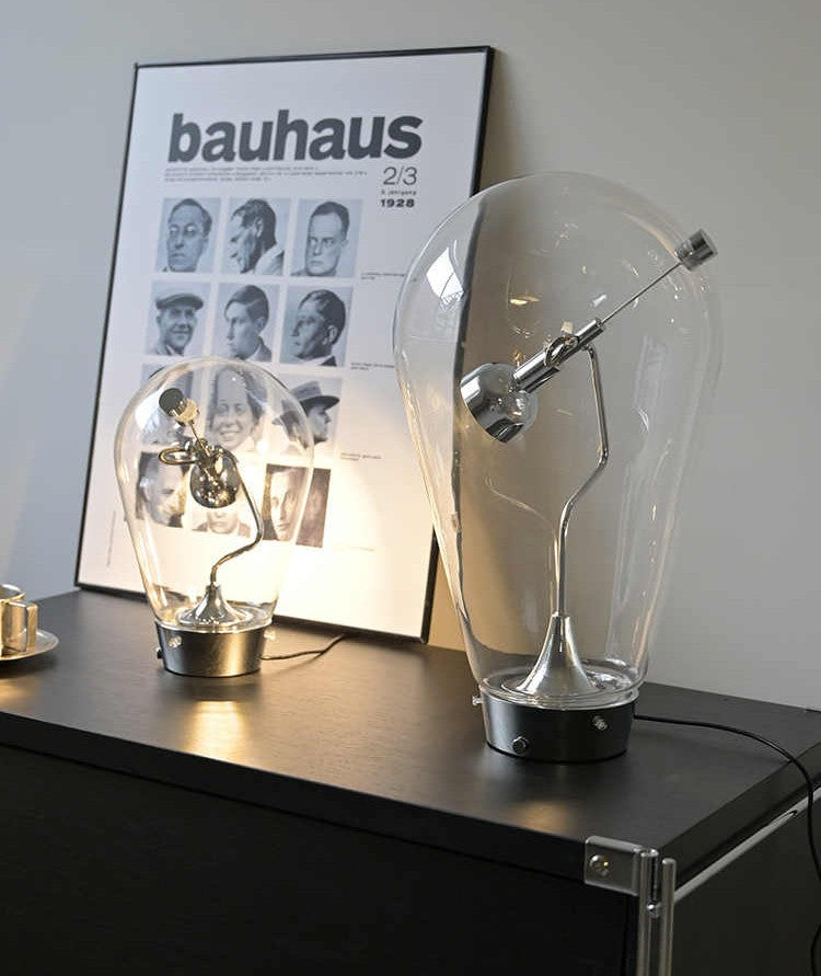 Designer Glass Table Lamp – Small Rechargeable Artistic Bedside & Desk Ambient Light