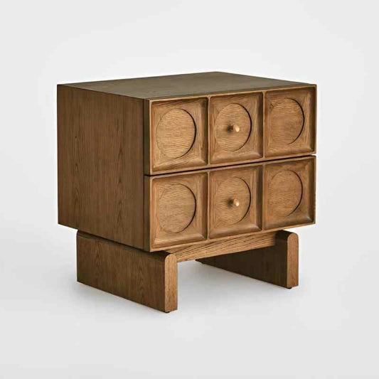 Vintage Oak Bedside Nightstand, Minimalist Modern Solid Wood Drawer Cabinet, Retro Bedside Table – Pre-Assembled