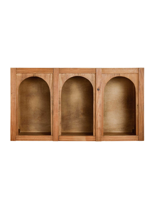 Rustic 3-Cube Wooden Wall Shelf, Vintage Natural Wood Display Rack, Multi-Compartment Storage Organizer, Kitchen Cup Holder, Living Room Entryway Hanging Cabinet