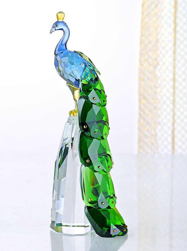 Creative Crystal Peacock Figurine, Modern Office Desktop & Cabinet Decor Ornament