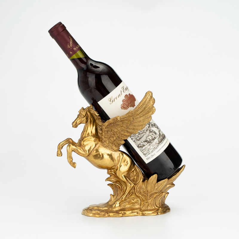 Solid Brass Horse Wine Bottle Holder – Luxury Galloping Pegasus Wine Rack for Dining Room, Bar, Tabletop, and Gift Décor