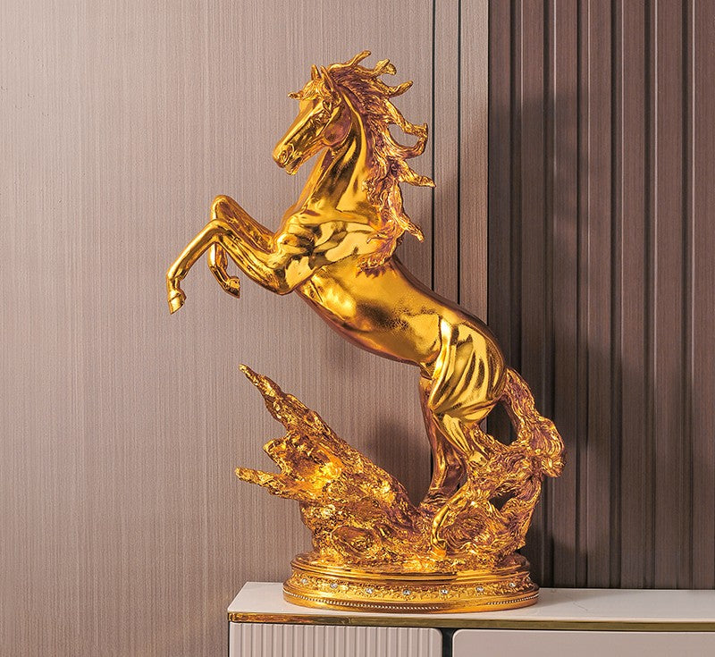 Large Luxury Gold Horse Sculpture – Modern Standing Decorative Figurine for Living Room, Office, Hotel, Housewarming Gift