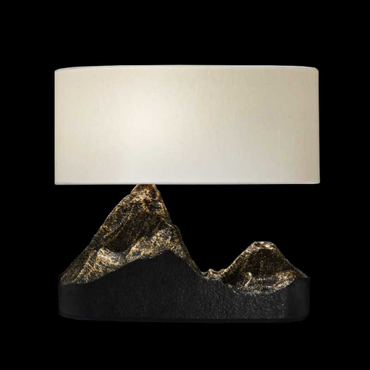 Modern Landscape Decorative Table Lamp, Minimalist Ambient LED Desk Lamp with Mountain Design, Creative Living Room and Office Lighting – Retro Finish