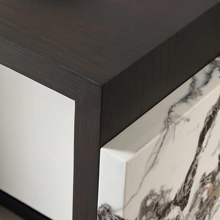 Luxury Ash Wood Console Table with Marble Accents, Modern Minimalist Entryway Hall Table for Villa Hotel Designer Style, Premium End Table