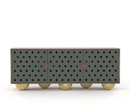Minimalist Sideboard Cabinet, Creative Entryway Buffet with Gold Ball Legs, Modern Living Room Storage
