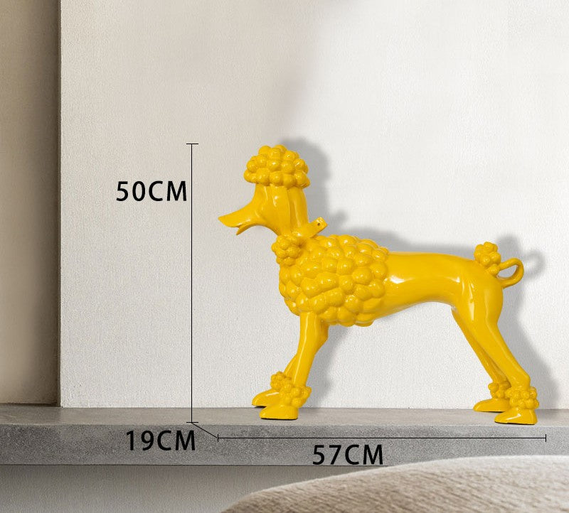 Contemporary Yellow Poodle Dog Sculpture – Large Resin Figurine for Modern Living Room or Entryway Décor