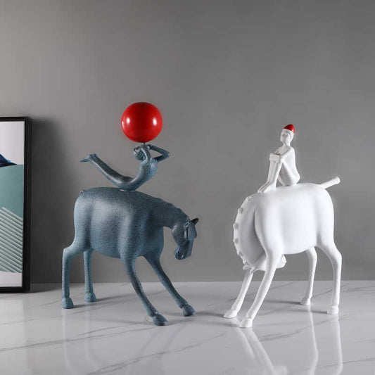 Modern Luxury Resin Horse Sculpture Set – Creative Animal Art Decor for Living Room, Bar, Bedroom, Entryway, Set of 2