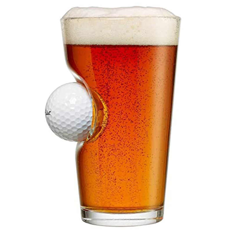 Creative Golf Ball Beer Glass 460ml – Novelty “Stuck in Glass” Pint, Real Golf Ball Embedded, High-Capacity Unique Sports Bar Mug