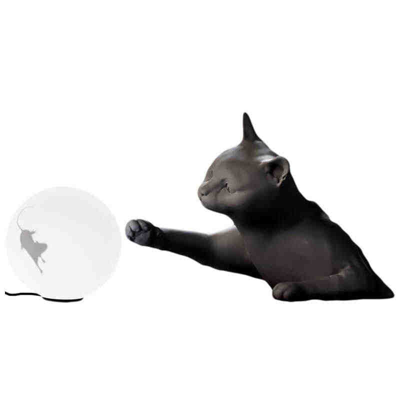 Designer Cat & Mouse Table/Wall Lamp, Creative Animal Sculpture Lighting – Bedroom Bedside or Accent Decor