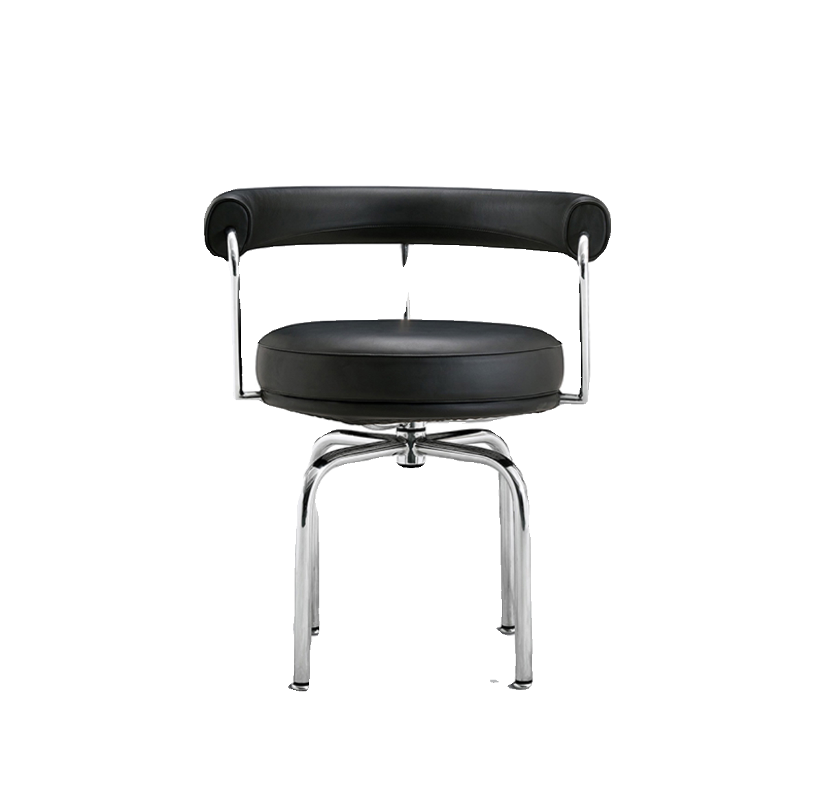 Modern Swivel Armchair, Bauhaus Designer Black Faux Leather Reception Chair for Living Room, Office, Meeting Area