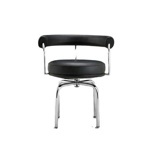 Modern Swivel Armchair, Bauhaus Designer Black Faux Leather Reception Chair for Living Room, Office, Meeting Area