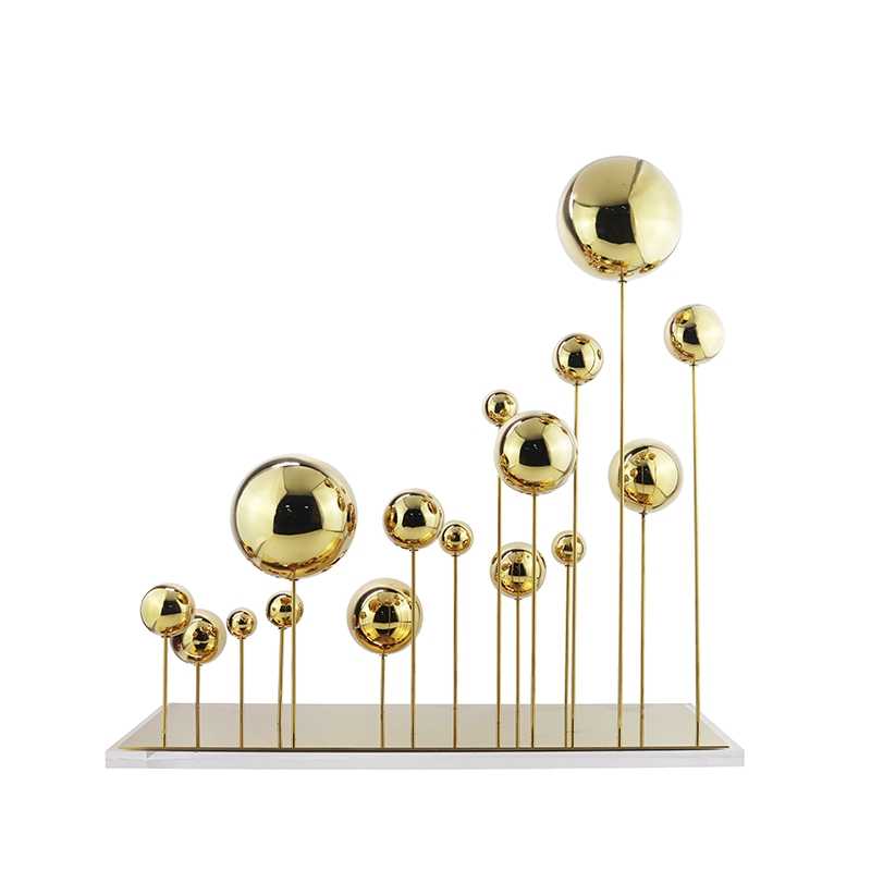 Modern Gold Abstract Sculpture, Luxury Entryway Decor for Hotel Lobby Sample Room Office, Creative Geometric Art Ornament