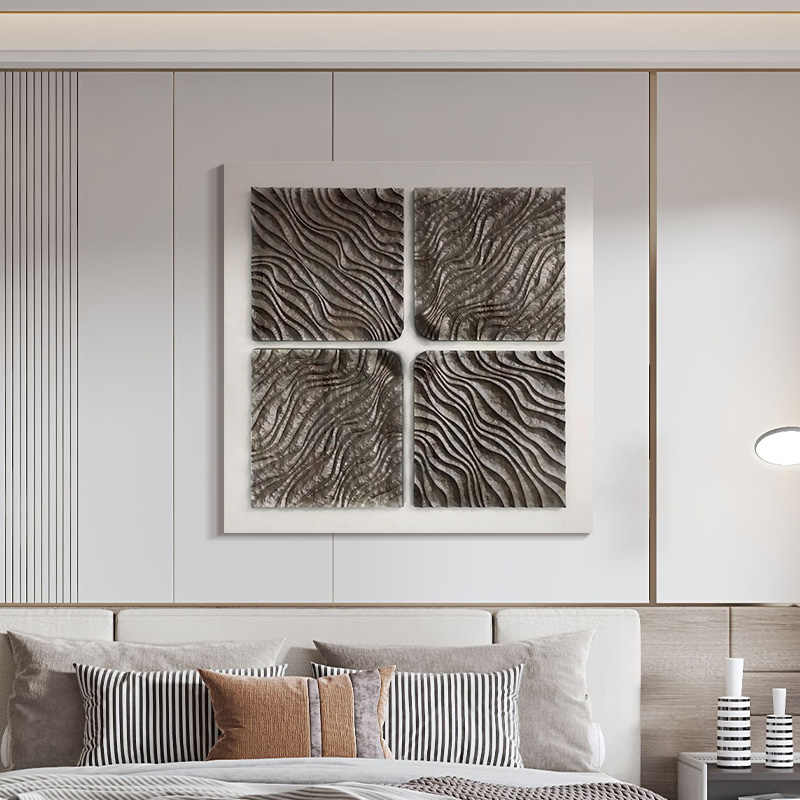 Modern Minimalist 3D Embossed Wall Art – High-End Abstract Sandstone Hand-Painted Relief for Living Room, Bedroom, Hallway, Frameless