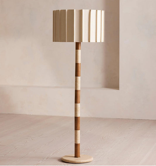 Natural Travertine Floor Lamp, Minimalist Paper Shade Standing Light, Designer Living Room, Bedroom, Study Accent Lamp