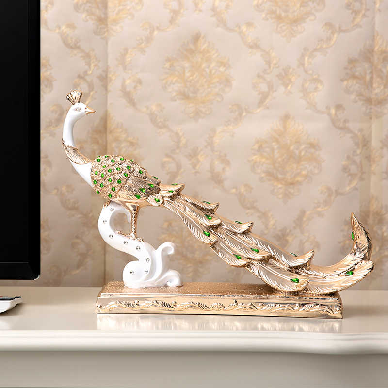 Luxury Rose Gold Peacock Sculpture – Artistic Resin Figurine with Crystal Accents for Living Room, Entryway, or Gift