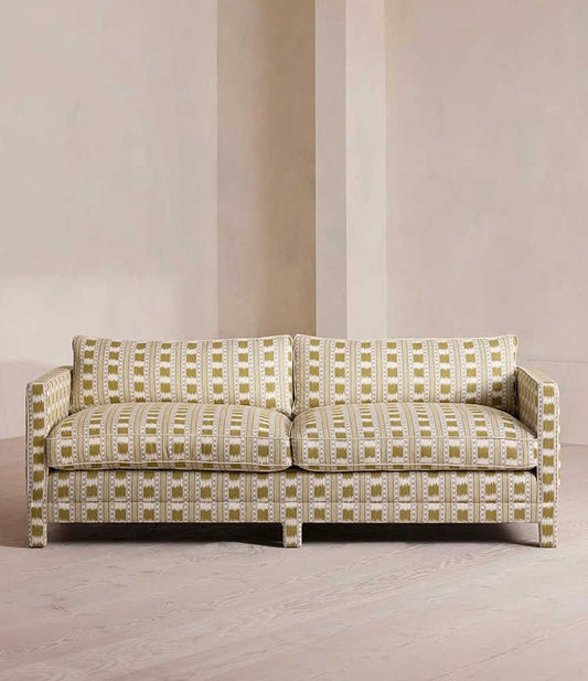 Mid Century Modern Vintage Fabric 3 Seater Sofa for Living Room – Artistic Retro Style Couch for Apartments and Villas