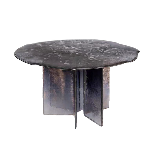 Modern Designer Ripple-Edge Gradient Acrylic Dining Table, Custom Luxury Round Artistic Water Texture Table for Living or Dining Room