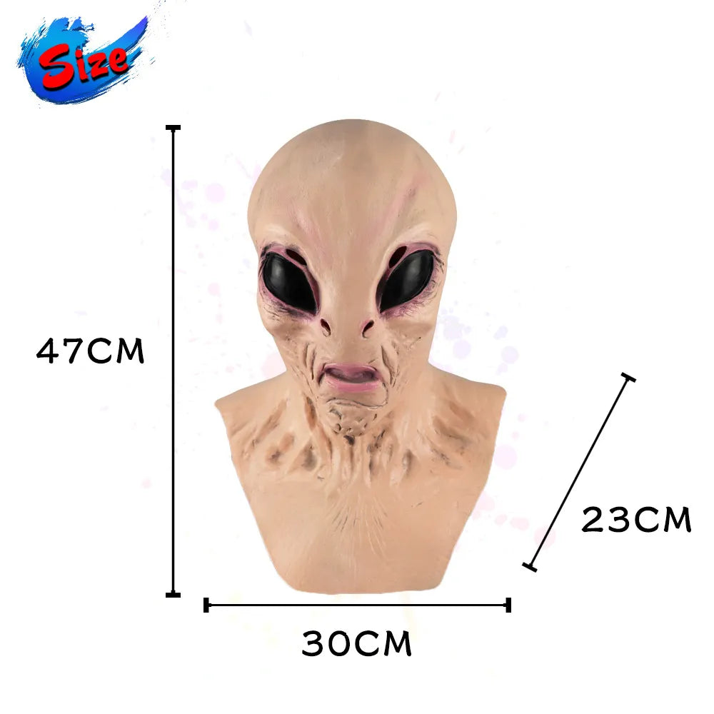 Realistic Alien Latex Mask – Full Head Scary Extraterrestrial Costume for Halloween, Party & Cosplay