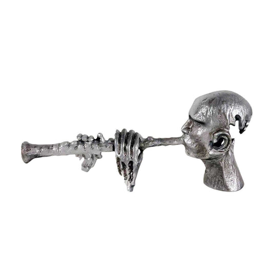 Flute Player Sculpture – Artistic Metal Figurine of Musician for Entryway, Study & Hotel Decor