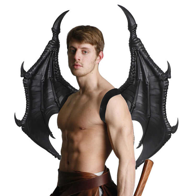 Black Dragon Demon Wings – Men’s Cosplay & Stage Performance Costume, Halloween Monster Prop
