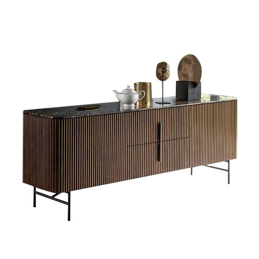 Modern Luxury Marble Top Sideboard Buffet Cabinet, Wood Storage Console for Living Room, Bedroom & Entryway