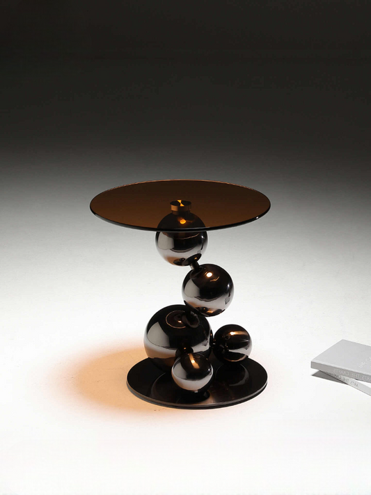 Bubble Designer Luxury Artistic Side Table, Small Round Stainless Steel Accent Table, Minimalist Modern Geometric Living Room End Table