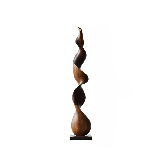 Large Modern Twisted Wood Sculpture, Abstract Decorative Floor Art for Hotel Lobby, Reception, Staircase, Gallery or Residence
