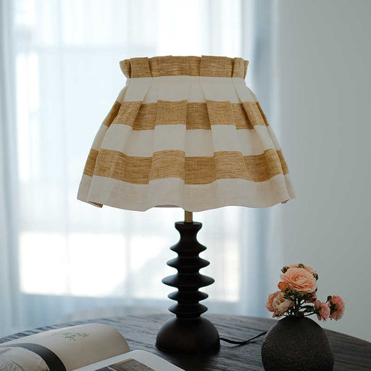 Vintage Striped Linen Lampshade – South Yellow Table Lamp Shade, Bedroom Decorative Retro Lamp