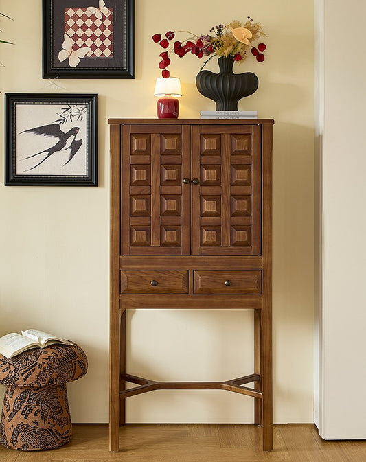 Vintage Solid Wood Modular Tall Cabinet, Mid-Century Storage Cupboard for Bedroom, Hallway, or Boutique