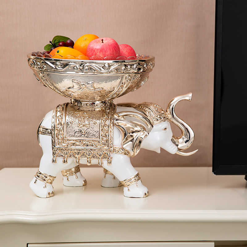 Luxury Elephant Fruit Bowl – Ornate Resin Decorative Centerpiece for Living Room, TV Stand, Hotel Decor
