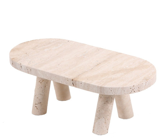 Modern Travertine Marble Mini Table Tray, Luxury Geometric Stone Desktop Accent for Coffee Table, Hotel, or Home Display