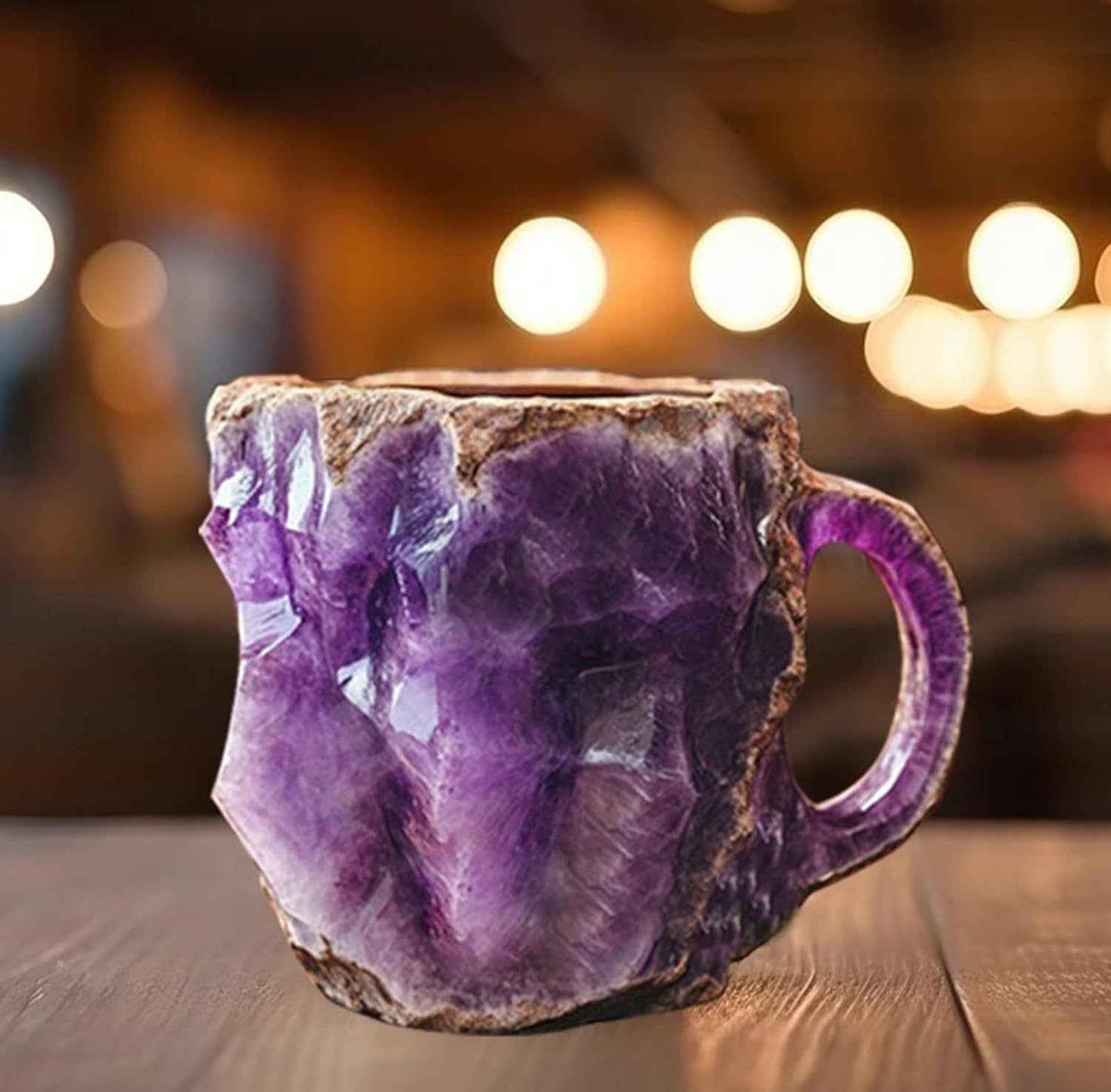 Luxury Amethyst Crystal-Inspired Resin Coffee Mug – Novelty Mineral Geode Gemstone Cup, Unique Handcrafted Drinkware for Coffee, Tea, and Home Décor