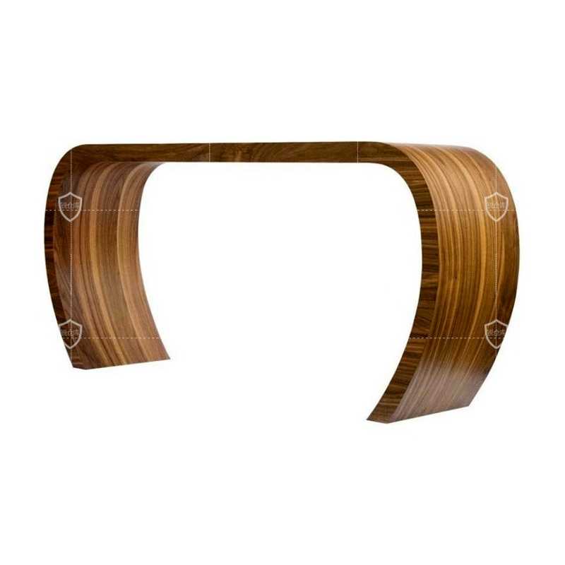 Modern Curved Walnut Console Table, Scandinavian Wabi-Sabi Style Entryway Table with Flowing Design, Contemporary Italian-Inspired Hall Display Table