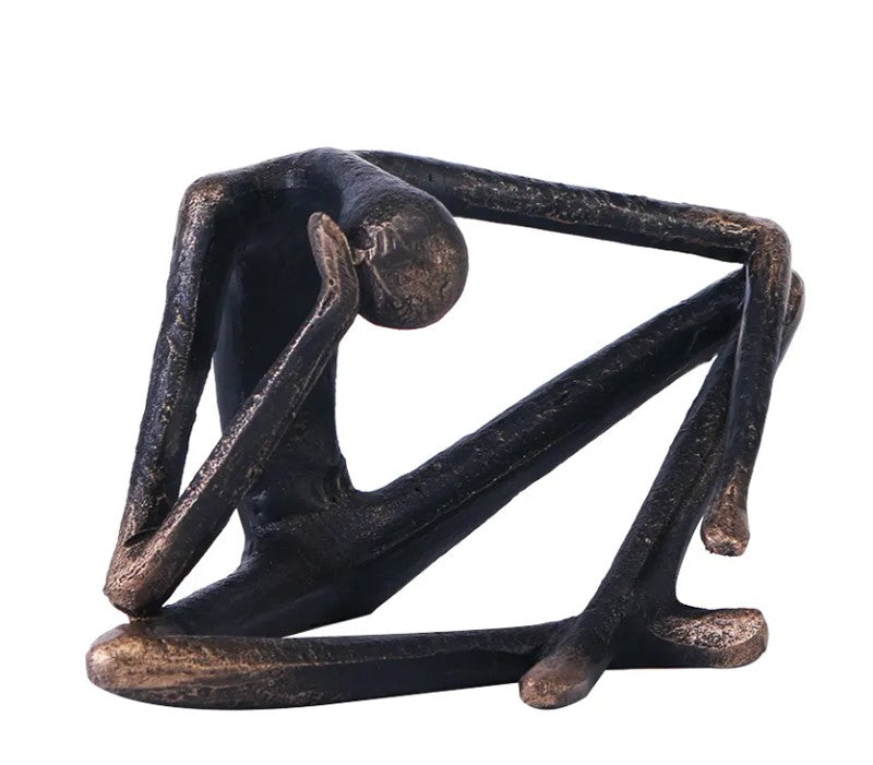 Modern Abstract Metal Thinker Sculpture, Minimalist Bronze Artistic Figurine for Living Room, Office Desk, Shelf Decor, TV Cabinet, Entryway Display