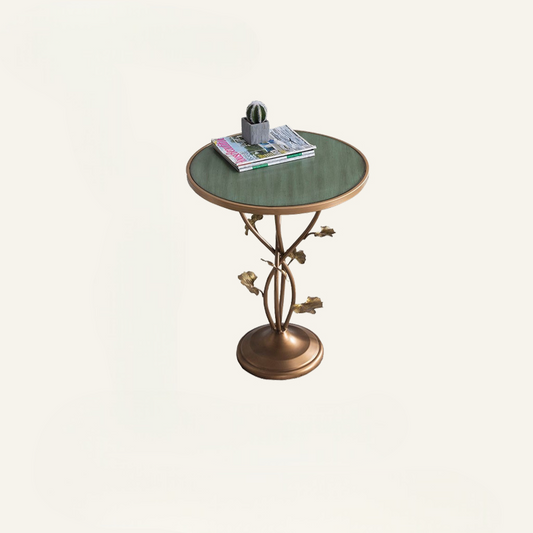 Vintage Garden Round Coffee Table – Country Metal Floral Accent Side Table for Living Room, Patio, or Balcony