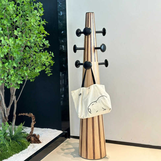 Vintage Solid Wood Coat Rack, Artistic Minimalist Designer Entryway Standing Hat & Clothes Organizer – Luxury Home or Boutique